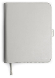 Orbitkey x KonMari Compendium A5 Notebook Cover is more than just a cover. With practical features like a pen holder, business card storage, and an innovative elastic closure, this is the ideal companion for any visionary. In a limited edition KonMari neutral gray-white, this vegan product is designed for maximalist organization with a minimal design.