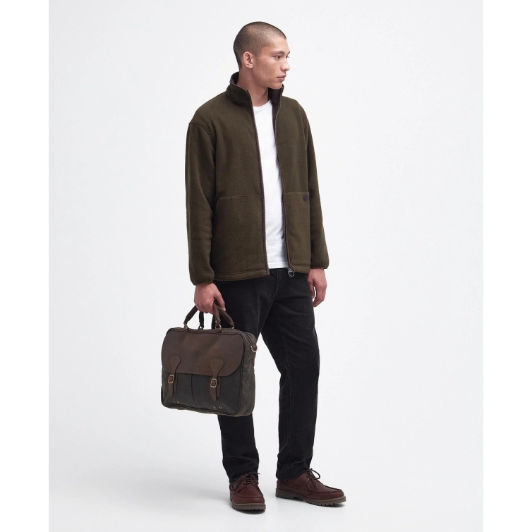 Maletín de cera y piel oliva Barbour - 6