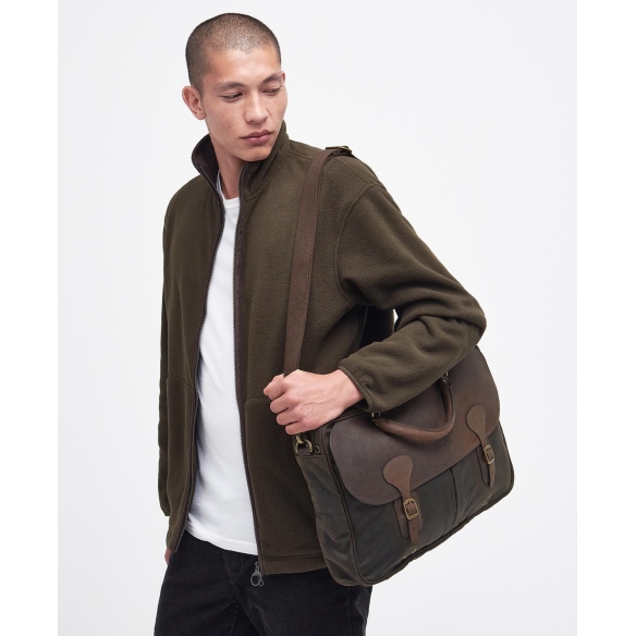 Maletín de cera y piel oliva Barbour - 5