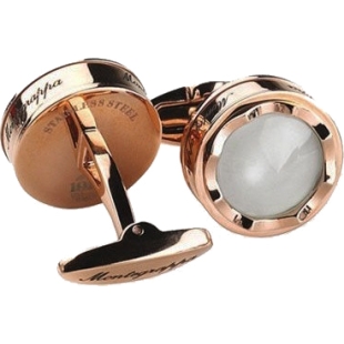 Parola Cufflinks rose gold white glass Montegrappa - 1