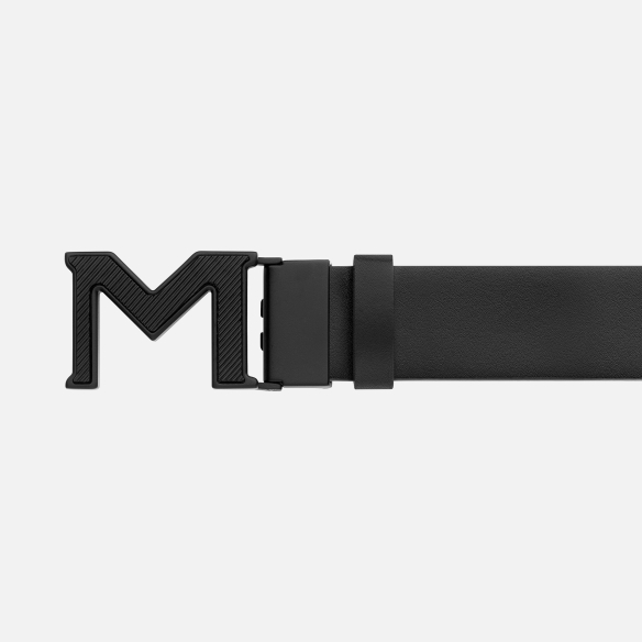 M buckle Extreme 3.0 black/plain black 35 mm reversible leather belt Black Montblanc - 3