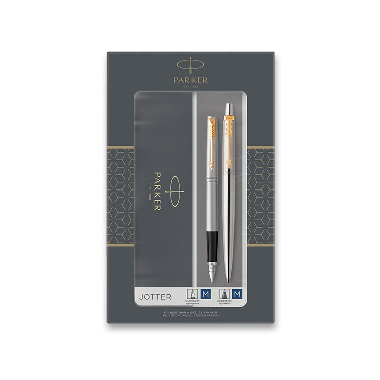 Presentset Jotter GT Reservoarpenna och Kulspetspenna i rostfritt stål Parker - 3