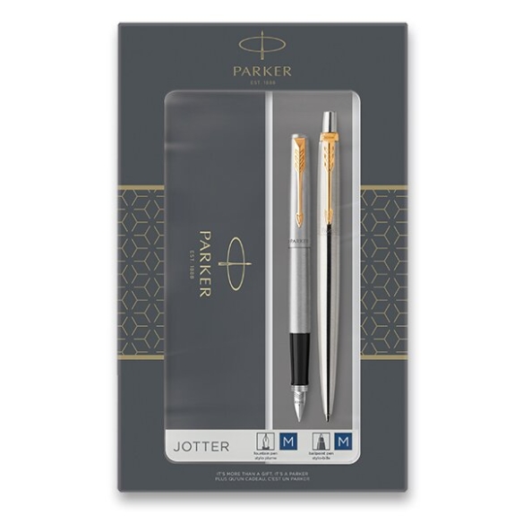 Presentset Jotter GT Reservoarpenna och Kulspetspenna i rostfritt stål Parker - 3