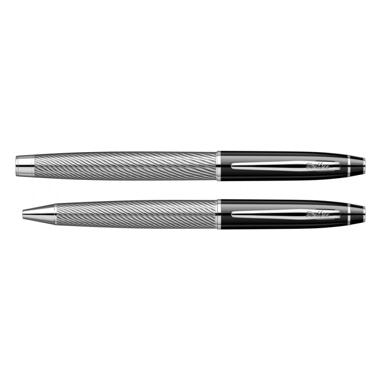Noble Black Chrome Spiral CT Darčeková sada plniace a guľôčkové pero Scrikss - 3