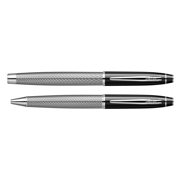 Noble Black Chrome Spiral CT Darčeková sada plniace a guľôčkové pero Scrikss - 3