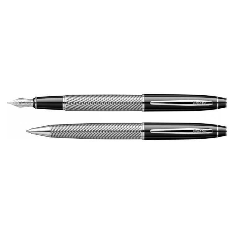 Noble Black Chrome Spiral CT Darčeková sada plniace a guľôčkové pero Scrikss - 3