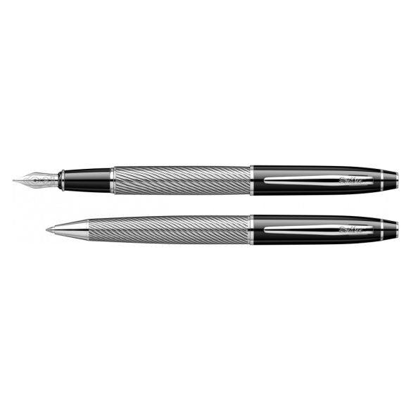 Noble Black Chrome Spiral CT Darčeková sada plniace a guľôčkové pero Scrikss - 3