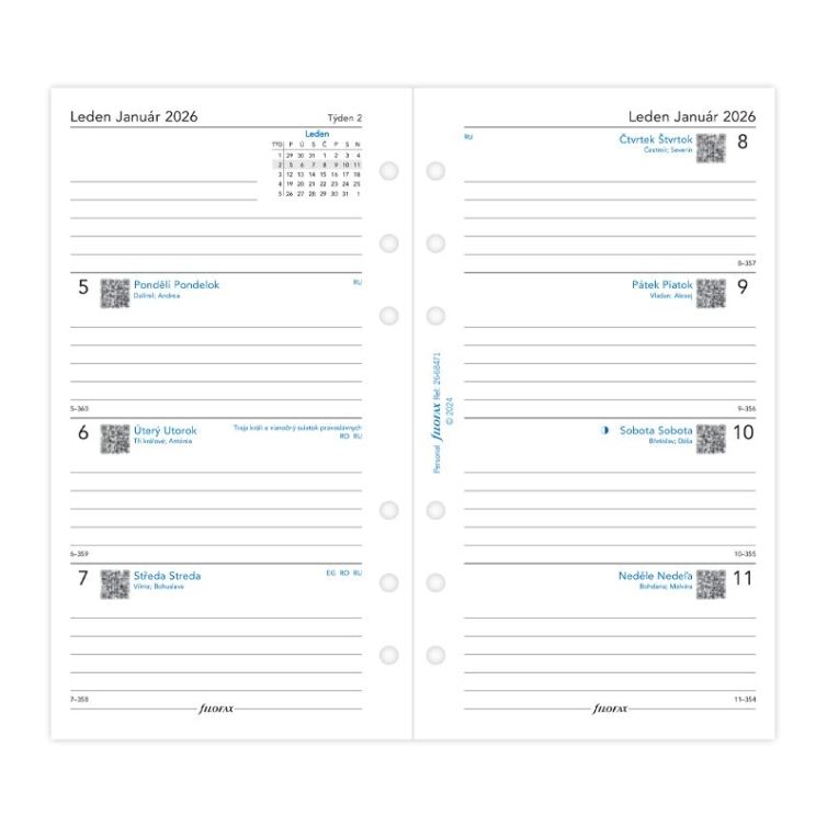 Calendar Refill Week On Two Pages Personal 2026 CS + SK Filofax - 3
