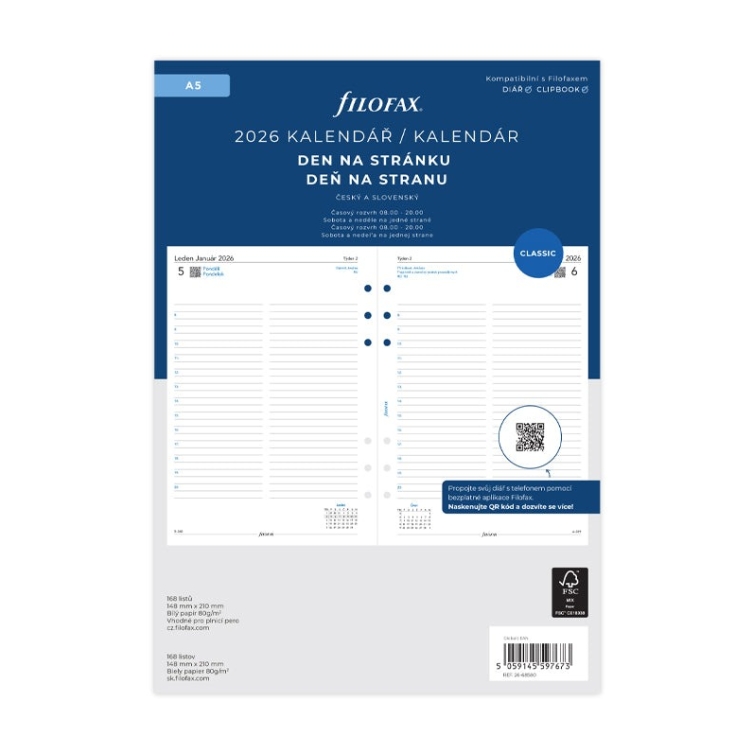 Calendar Refill One Day On A Page A5 2026 CS+SK Filofax - 4
