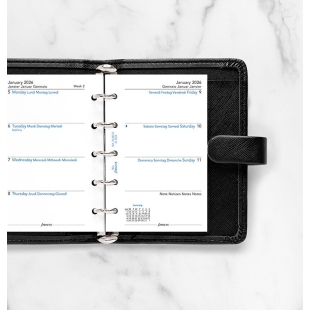 Kalender Navulling Week Op Twee Pagina's Mini 2026 meertalige Filofax - 1