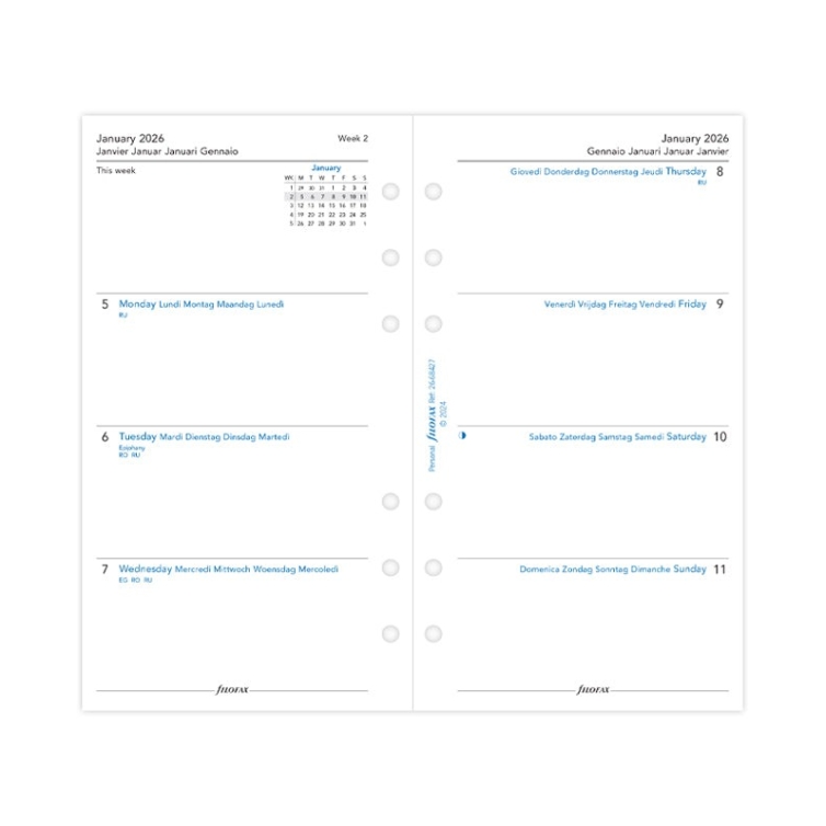 Calendar Refill Week On Two Pages Personal 2026 multilanguage Filofax - 3