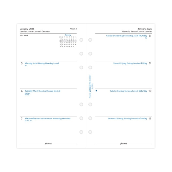 Calendar Refill Week On Two Pages Personal 2026 multilanguage Filofax - 3