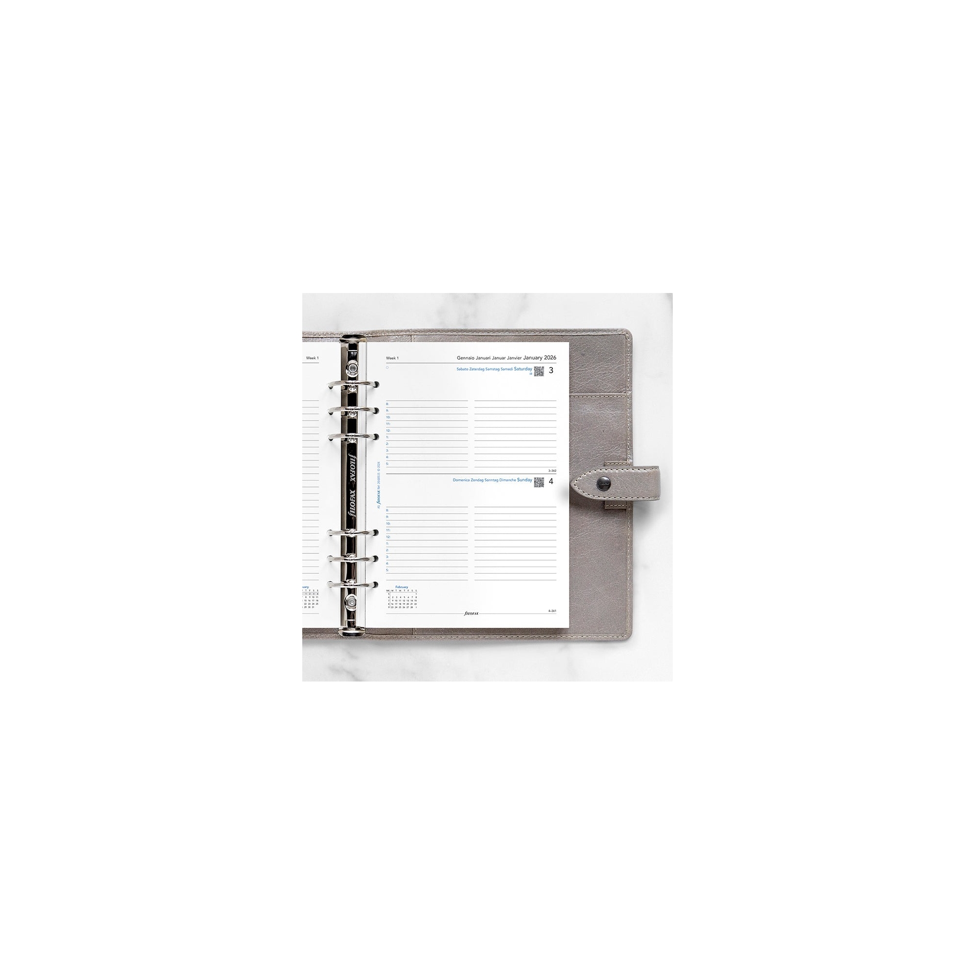 Filofax - Replacement Calendar One Day Per Page A5 2026 Multilingual