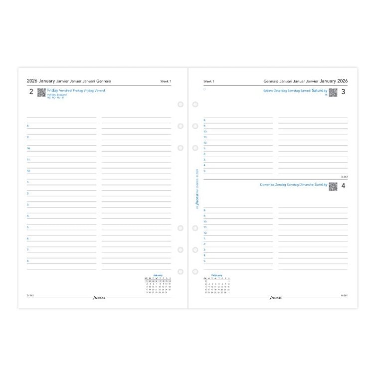 Ricarica calendario One Day On A Page A5 2026 multilingua Filofax - 3