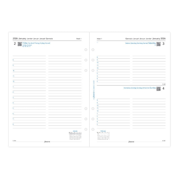 Ricarica calendario One Day On A Page A5 2026 multilingua Filofax - 3