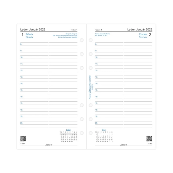 Calendar Refill One Day On A Page Personal 2025 CS+SK Filofax - 1