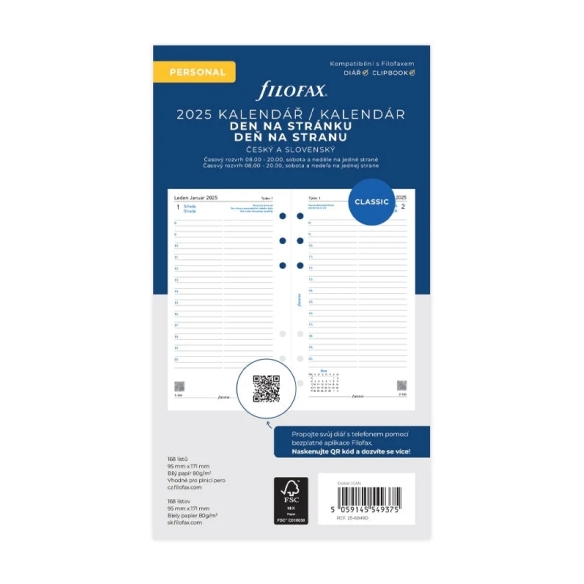 Calendar Refill One Day On A Page Personal 2025 CS+SK Filofax - 4