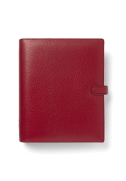 Indulge in luxury with the beautiful Finsbury A5 diary in a charming scarlet red colour. This sophisticated diary is made from uniquely soft leather and offers a host of features including a notepad pocket, pen loop and plenty of card slots. The perfect organiser for anyone looking for elegance and practicality in one.