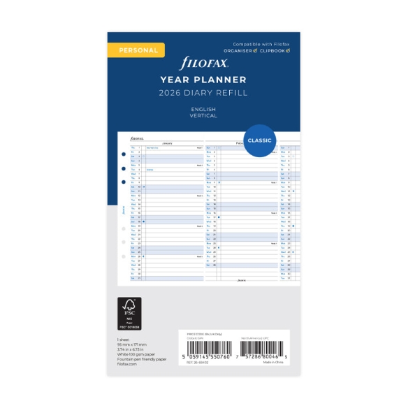 Kalendervulling Jaarplanner persoonlijk 2026 NL Filofax - 1