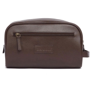 Leder-Kulturbeutel, dunkelbraun, Barbour - 1