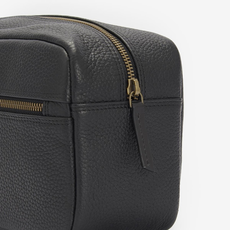 Highgate Leder-Kulturbeutel aus strukturiertem Leder, Schwarz, Barbour - 4