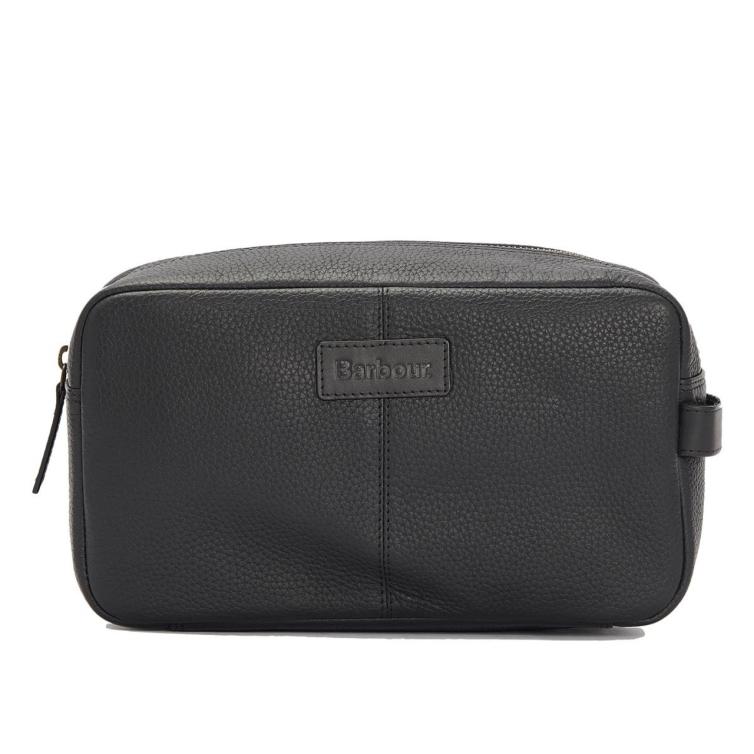 Toaletna torbica Highgate iz teksturiranega usnja, črne barve, Barbour - 1