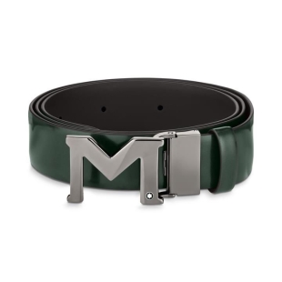 réplique de la boucle M Extreme 3.0, ceinture réversible en cuir noir/noir uni 35 mm, Montblanc noir - 1