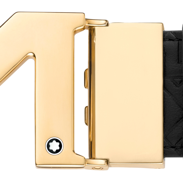 M Gold buckle black 35 mm reversible men's belt Montblanc - 2