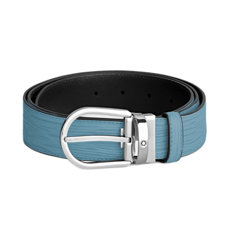 Bølger lyseblå 35 mm herrebælte Montblanc - 1