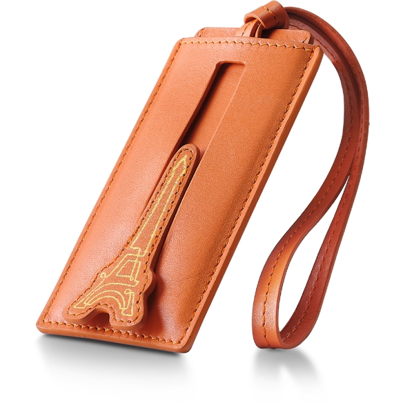 Emily in Paris orange leather luggage tag Sheaffer - 3