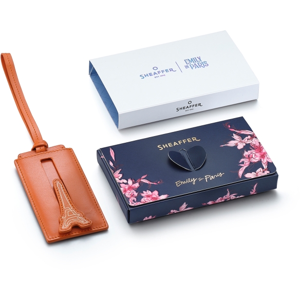 Emily in Paris orange leather luggage tag Sheaffer - 6