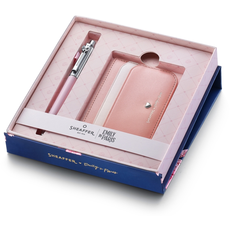 Sentinel Emily in Paris kulspetspenna och läderfodral för kort rosa Sheaffer -set - 2