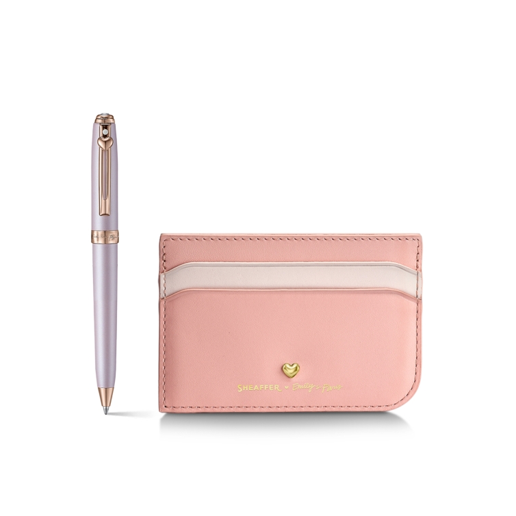 Set Prelude Mini Emily in Paris Bolígrafo y Tarjetero Rosa Swarovski Sheaffer - 1