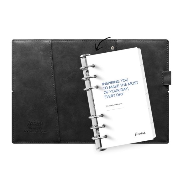 Domino Soft henkilökohtainen musta Filofax -päiväkirja - 2 kpl