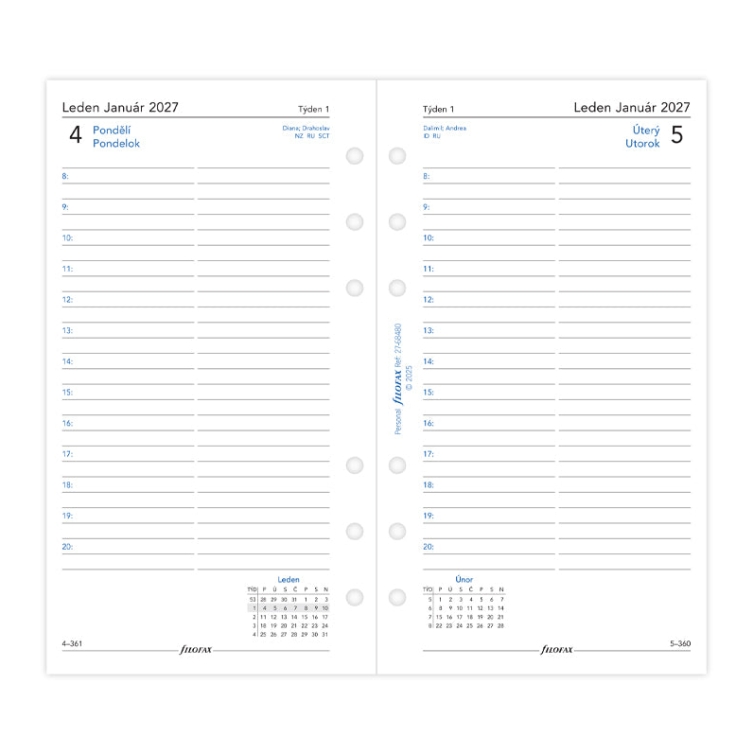 Refill Calendar 1 day per page Personal 2027 CZ/SK Filofax - 4