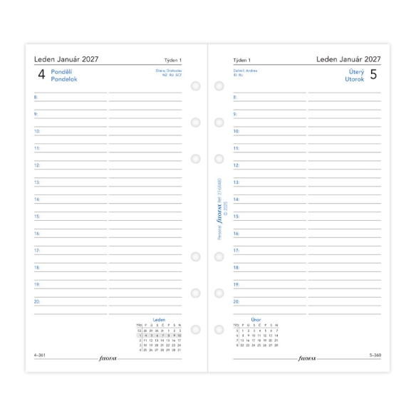 Refill Calendar 1 day per page Personal 2027 CZ/SK Filofax - 4