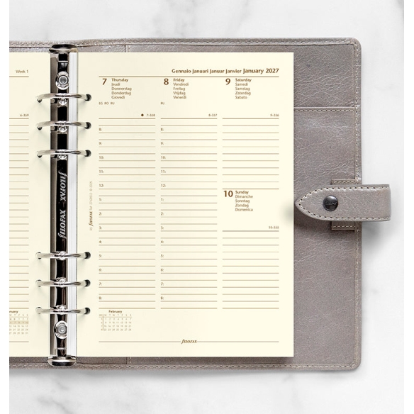 Utántöltős heti naptár, 2 oldal, A5, 2027, krémszínű, 5J Filofax - 2