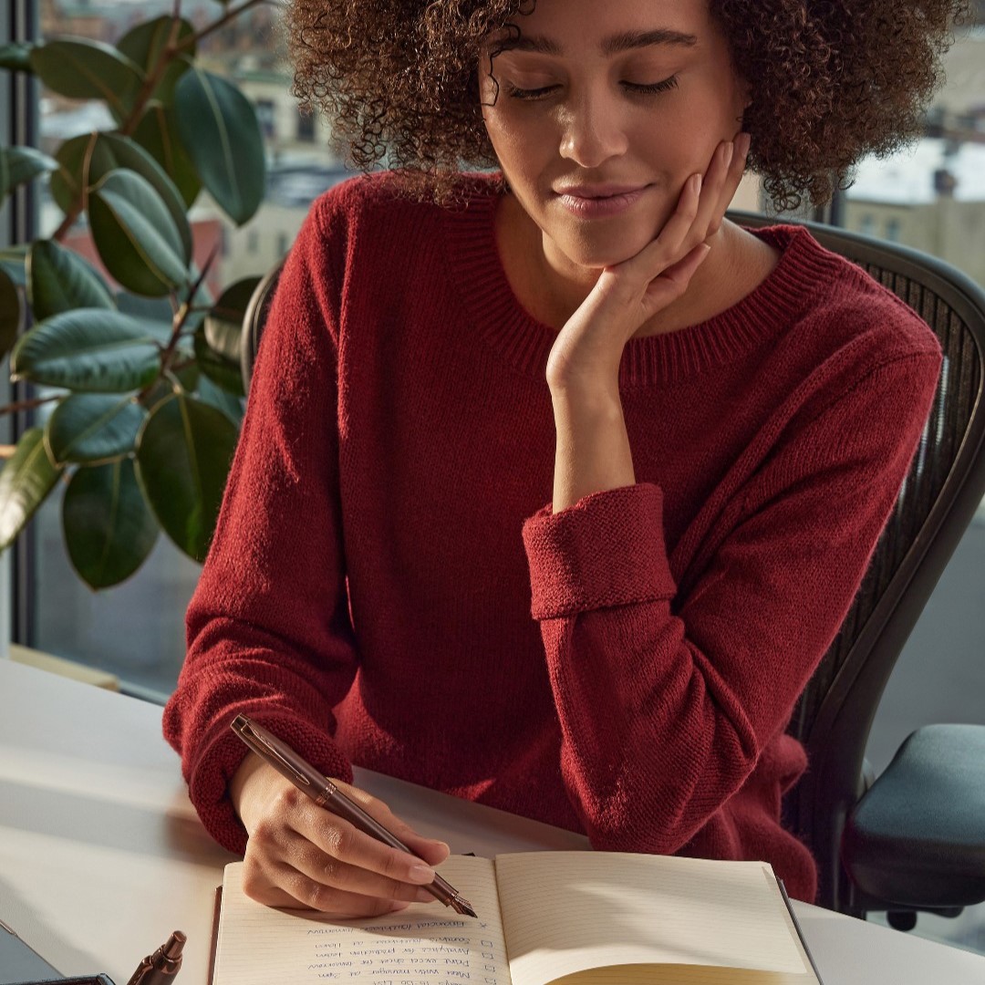 Happy Woman Writing